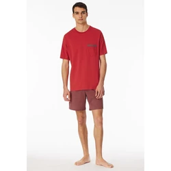 Schiesser-férfi-pamut-piros-környakú-pamut-pizsama-180261