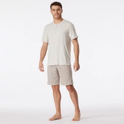 Schiesser-férfi-melange-rövid-pizsama-szürke-gombos-181164