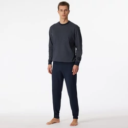 Schiesser-férfi-pamut-kék-hosszú-pizsama-159620