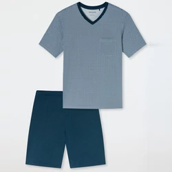 Schiesser-férfi-pamut-kék-vnyakú-rövid-pizsama-181161 Schiesser-férfi-pamut-kék-vnyakú-rövid-pizsama-181161