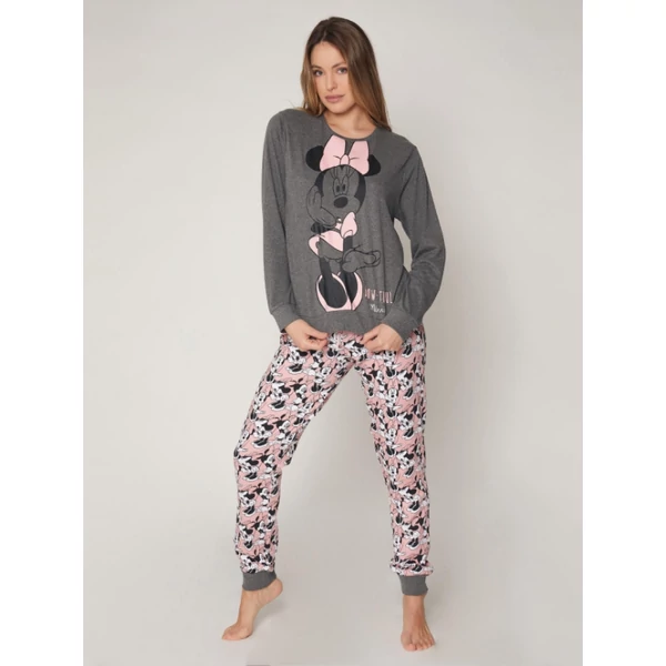 Disney-pizsama-női-mintás-pamut-hosszú-Minnie-55092